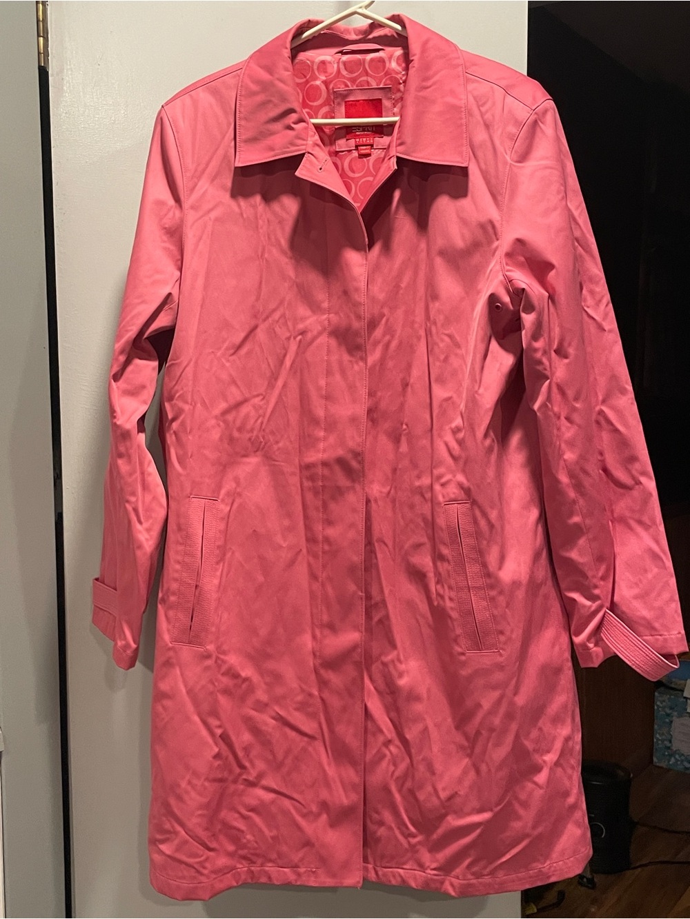 Esprit Bright Pink Single-Breasted  Trench rain coat size L